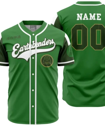 Custom Earthbenders Green Baseball Jersey – Personalized Name & Number, Stylish Fan Gear