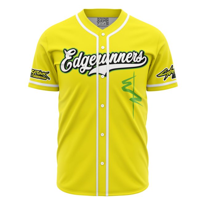 Vibrant Yellow Edgerunners Baseball Jersey - Anime-Inspired Sportswear For Fans