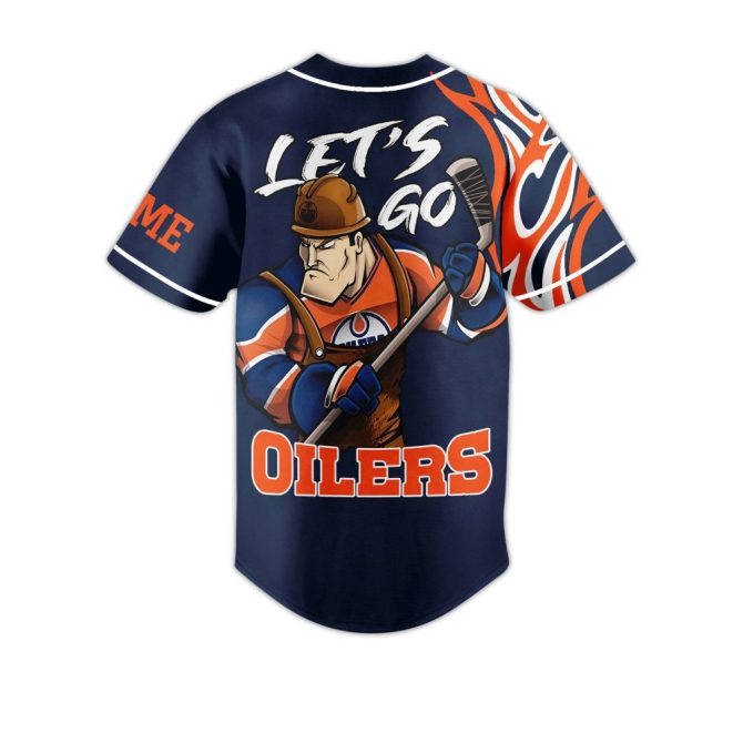 Custom Edmonton Oilers Baseball Jersey - Personalized Fan Gear With Flames Design - Image 3