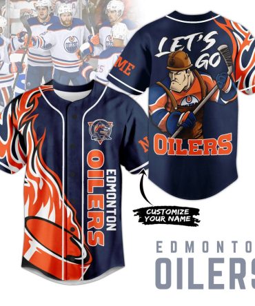 Custom Edmonton Oilers Baseball Jersey - Personalized Fan Gear With Flames Design