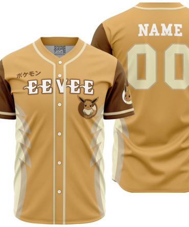 Custom Eevee Baseball Jersey – Personalized Name & Number – Perfect Gift For Pokémon Fans!