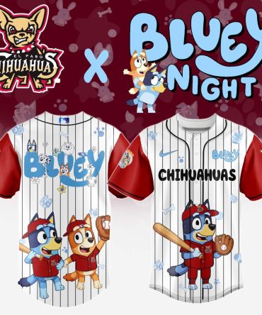 Bluey X El Paso Chihuahuas Baseball Jersey - Fun Cartoon Sportswear For Kids & Fans