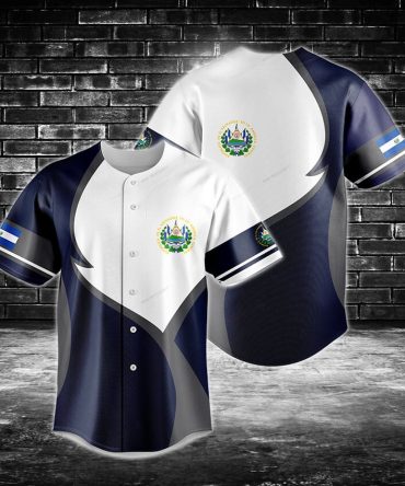 Stylish El Salvador Baseball Jersey - Flag & Emblem Design , Premium Quality Sportswear