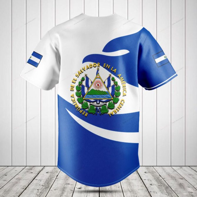 El Salvador Flag Baseball Jersey - Proud Patriotic Design, Breathable Fabric, Unisex Fit - Image 2