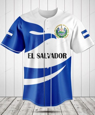 El Salvador Flag Baseball Jersey - Proud Patriotic Design, Breathable Fabric, Unisex Fit