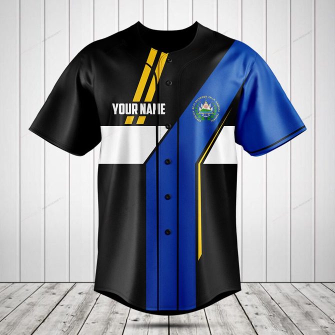 Customizable El Salvador Flag Baseball Jersey – Unique Design, Perfect Gift!