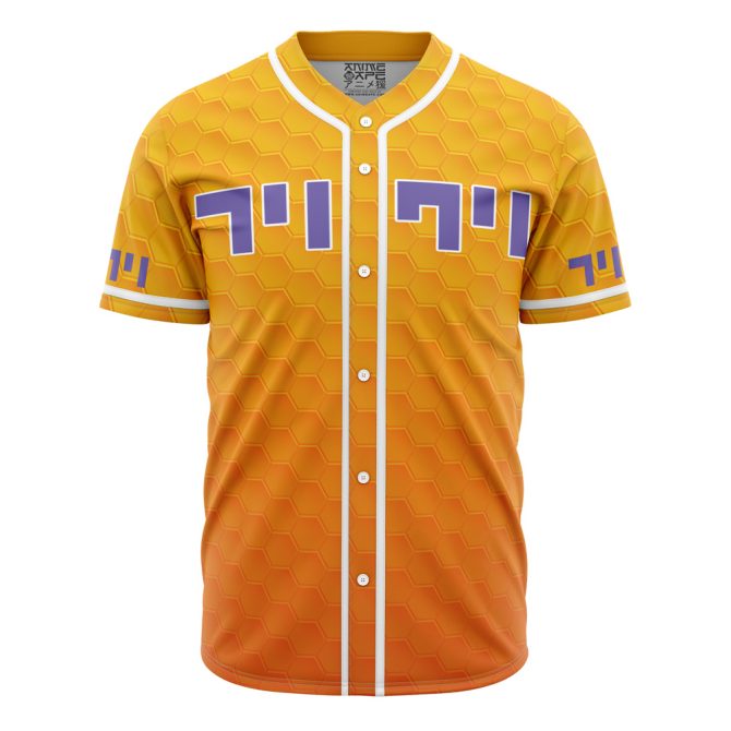 Vibrant Honeycomb Pattern Baseball Jersey - Stylish Button-Up Shirt For Anime Fans