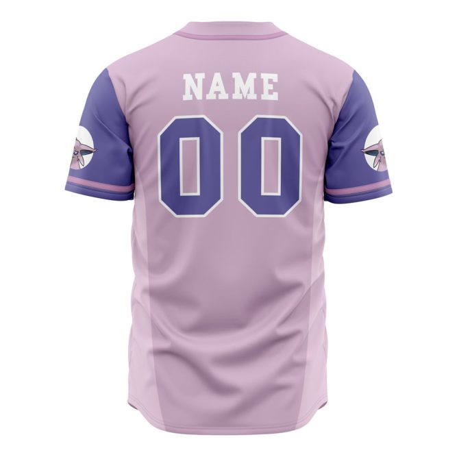 Custom Espeon Baseball Jersey – Personalized Name & Number, Anime Fan Apparel - Image 3