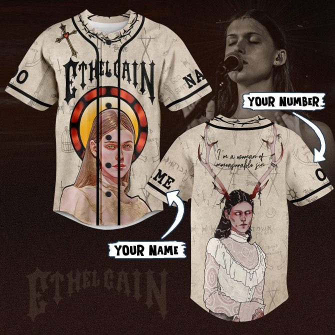 Customizable Gothic Art Baseball Jersey – Unique Design, Add Your Name & Number!