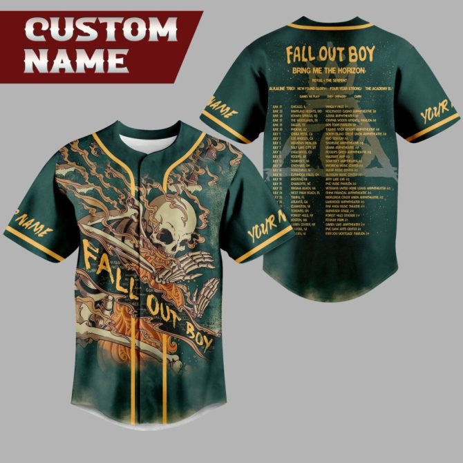 Custom Fall Out Boy Tour Jersey - Personalized Name, Unique Design Tee
