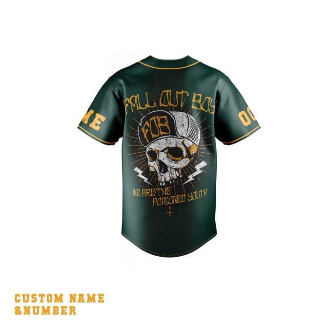 Customizable Skull Baseball Jersey - Fall Out Boy Design , Add Name & Number , Perfect Gift For Fans - Image 3