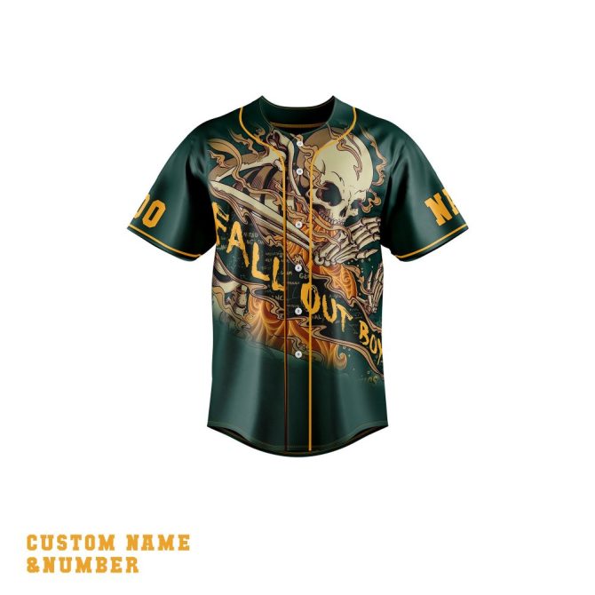 Customizable Skull Baseball Jersey - Fall Out Boy Design , Add Name & Number , Perfect Gift For Fans - Image 2