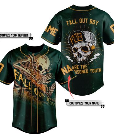 Customize Your Fall Out Boy Skull Jersey – Personalized Name & Number – Unique Rock Style