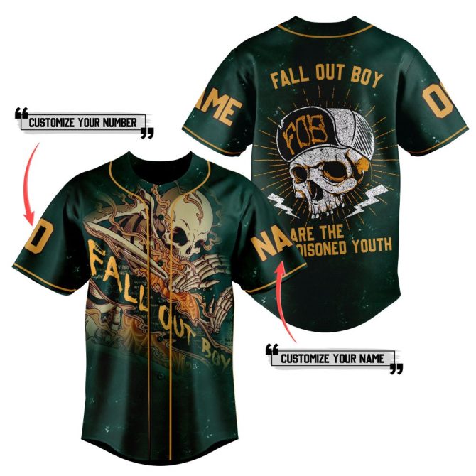 Customize Your Fall Out Boy Skull Jersey – Personalized Name & Number – Unique Rock Style