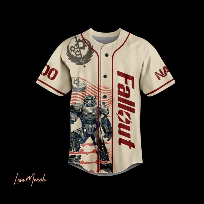 Customizable Fallout Themed Baseball Jersey - Personalized Name & Number - Image 2