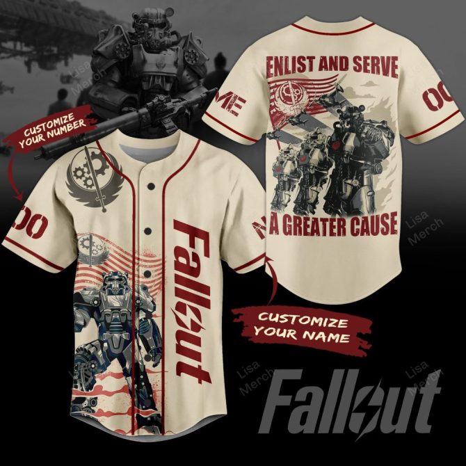 Customizable Fallout Themed Baseball Jersey - Personalized Name & Number