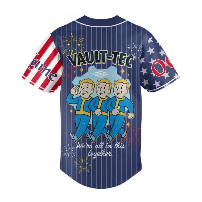 Custom Vault-Tec Baseball Jersey - Personalized Name & Number - 1776-2076 Patriotic Design - Image 3