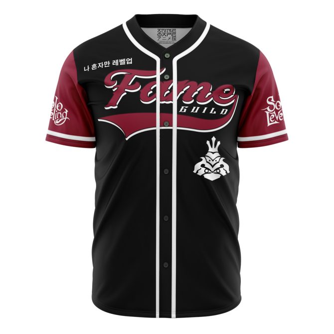 Stylish Black & Burgundy Baseball Jersey - Fame Guild Design, Perfect For Sports & Casual Wear