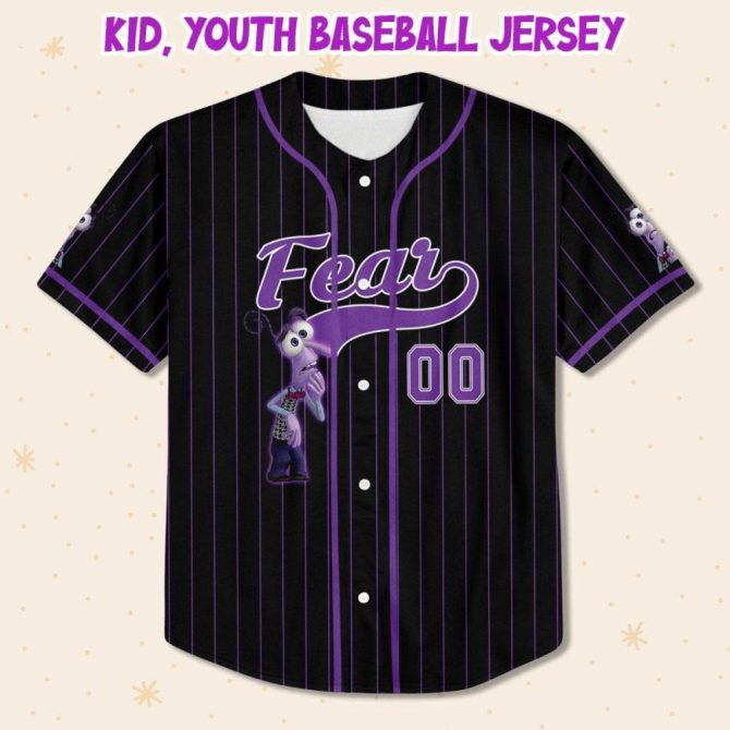 Customizable Fear Baseball Jersey - Kids/Youth/Adult , Personalize Name & Number - Image 3