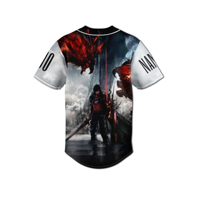 Custom Final Fantasy Xvi Baseball Jersey - Personalized Name & Number Design - Image 2