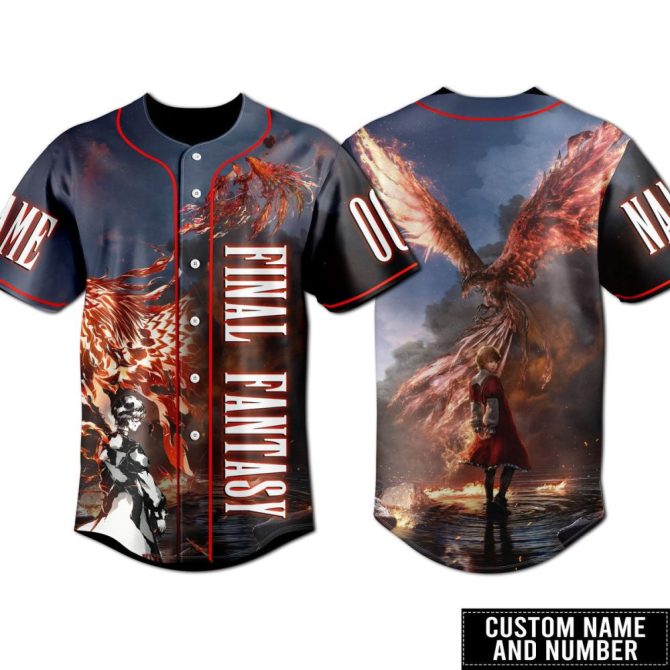 Custom Final Fantasy Baseball Jersey – Personalized Name & Number – Epic Artwork Design