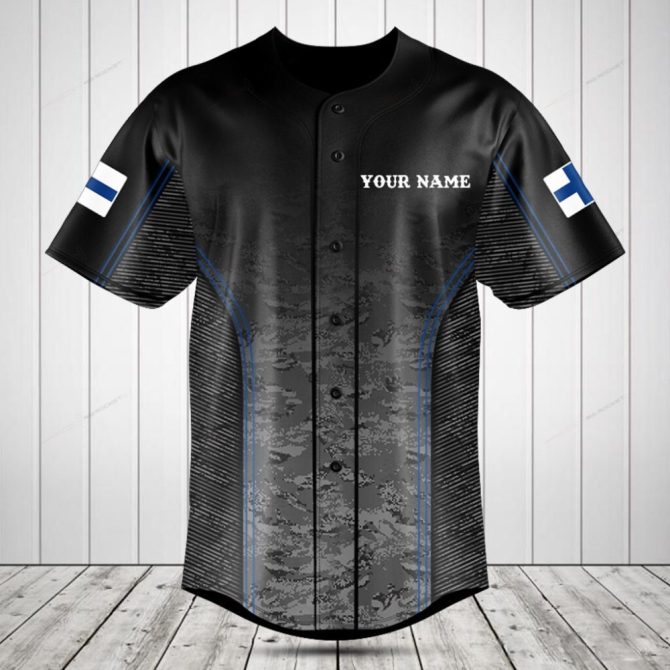 Customizable Black Baseball Jersey - Add Your Name & Flag - Premium Sportswear