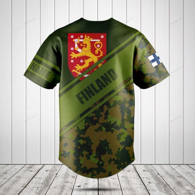 Stylish Finland Camo Baseball Jersey - Customizable Military Tribute Shirt, Unisex Design - Image 2