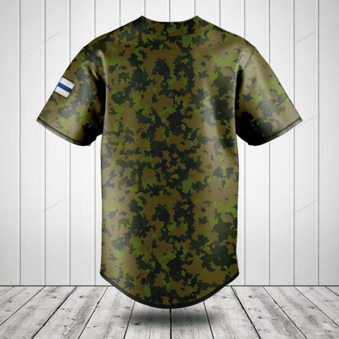 Customizable Finnish Flag Camo Baseball Jersey – Unique Gift With Personalized Name - Image 2