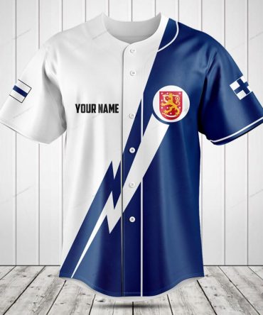 Customizable Finland Flag Baseball Jersey - Personalized Sportswear Gift