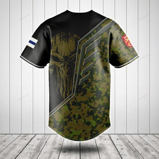 Custom Camo Baseball Jersey - Skull Design, Military Style, Unisex Sportswear Top - Image 2