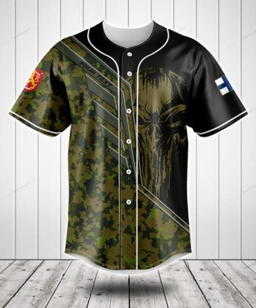 Custom Camo Baseball Jersey - Skull Design, Military Style, Unisex Sportswear Top