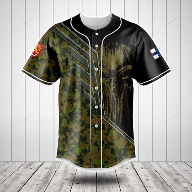 Custom Camo Baseball Jersey - Skull Design, Military Style, Unisex Sportswear Top