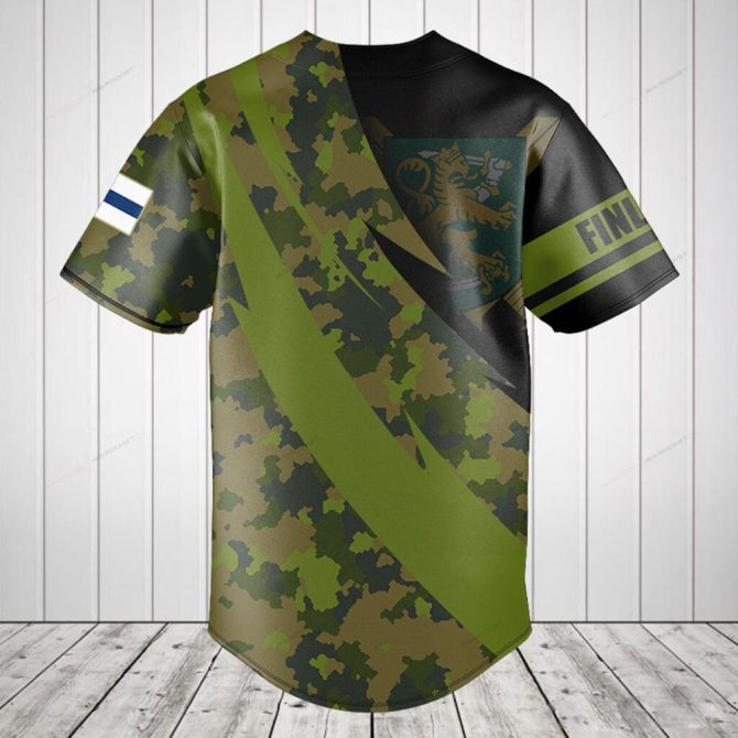 Customizable Finland Camo Baseball Jersey – Personalized Military Style Shirt - Image 2