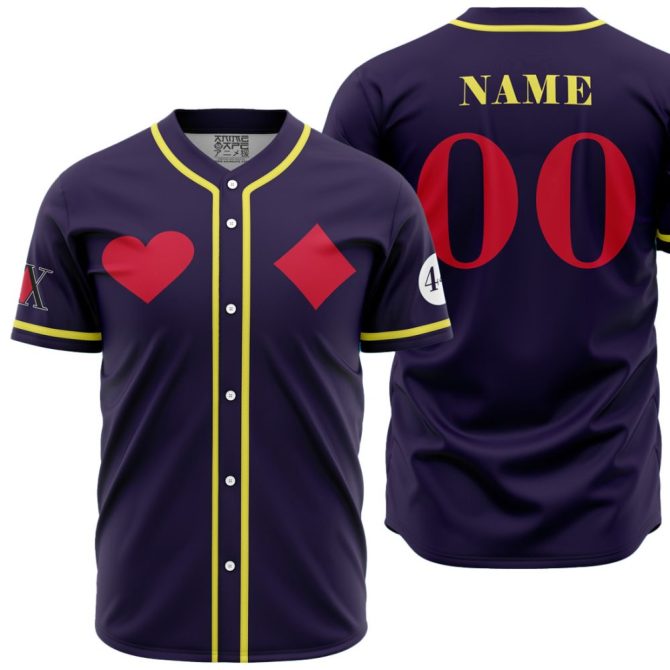 Customizable Purple Baseball Jersey – Stylish Design With Heart & Diamond Graphics