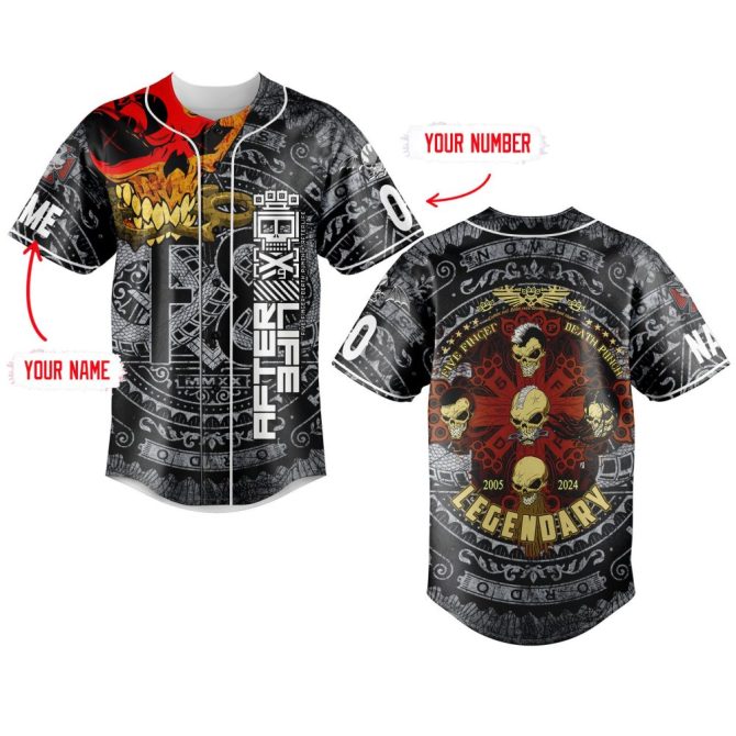 Customizable Skull Baseball Jersey - Personalized Name & Number Gothic Design
