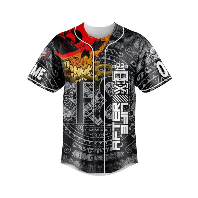Customizable Skull Baseball Jersey - Personalized Name & Number Gothic Design - Image 3
