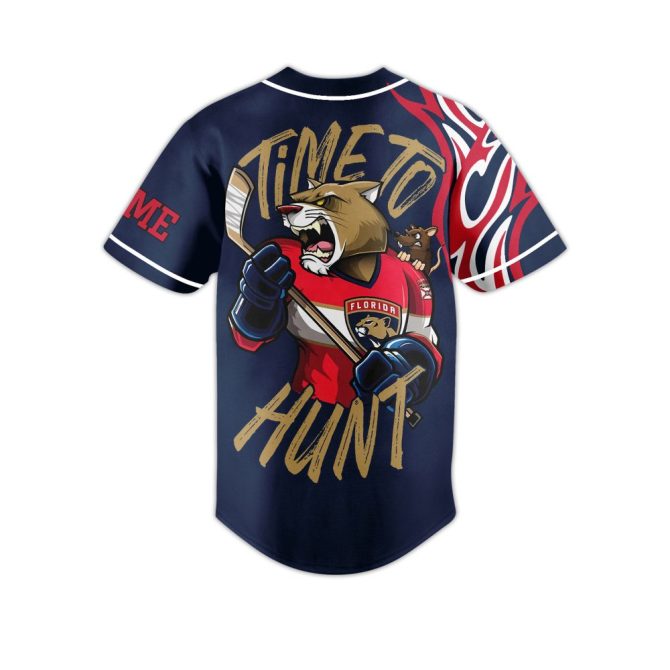 Customize Your Florida Panthers Jersey – Bold Design With 'Time To Hunt' Theme - Image 3