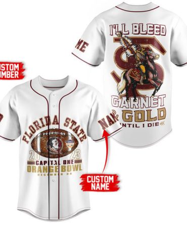 Custom Florida State Orange Bowl Jersey - Personalize Name & Number - Garnet & Gold Design
