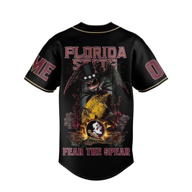 Customizable Florida State Seminoles Baseball Jersey - Add Name & Number - Fear The Spear Design - Image 3