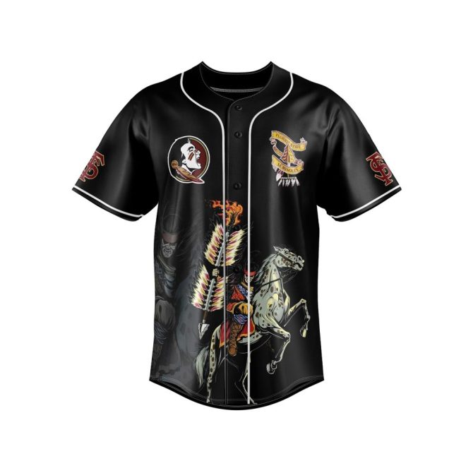 Fsu Seminoles War Chant Black Jersey - Fear The Spear Graphic Tee - Image 2