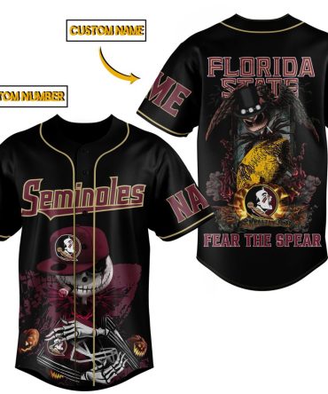 Customizable Florida State Seminoles Baseball Jersey - Add Name & Number - Fear The Spear Design