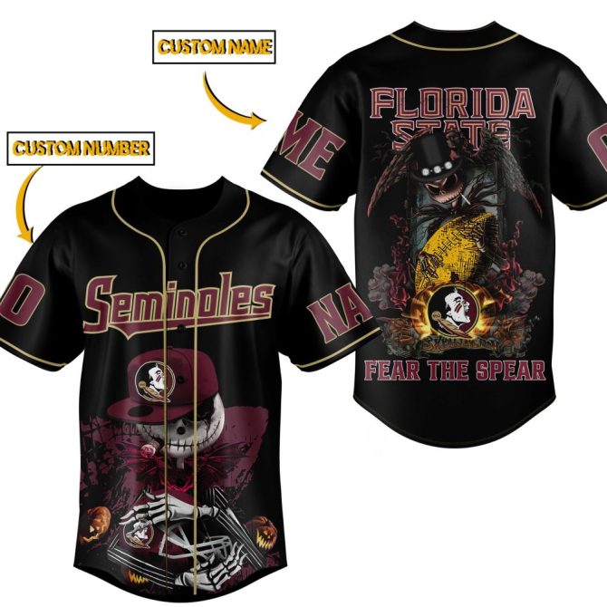 Customizable Florida State Seminoles Baseball Jersey - Add Name & Number - Fear The Spear Design