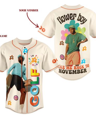 Customizable Flower Boy Baseball Jersey - Personalized Name & Number, Vibrant Design