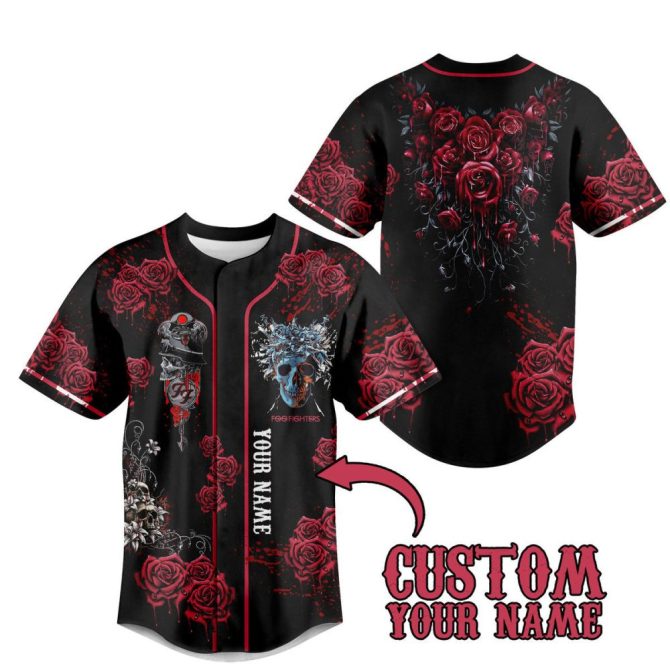 Customizable Gothic Roses Baseball Jersey – Personalize With Your Name – Unique Design