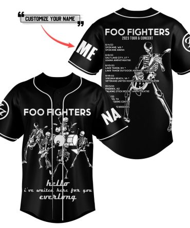 Customize Your Name Foo Fighters 2023 Tour Baseball Jersey - Unique Skeleton Design