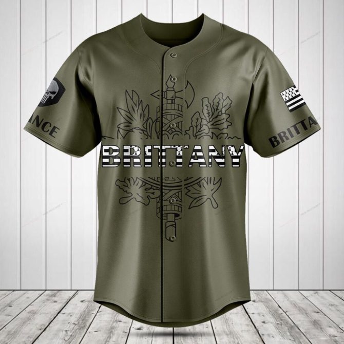Custom Brittany Military Style Baseball Jersey - Unique Graphic Design & Comfortable Fit