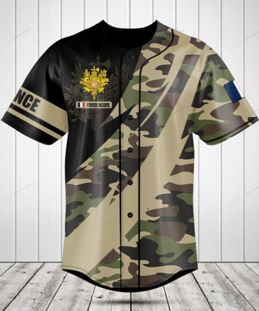Custom Camouflage Baseball Jersey – Personalized Name & Country Emblem