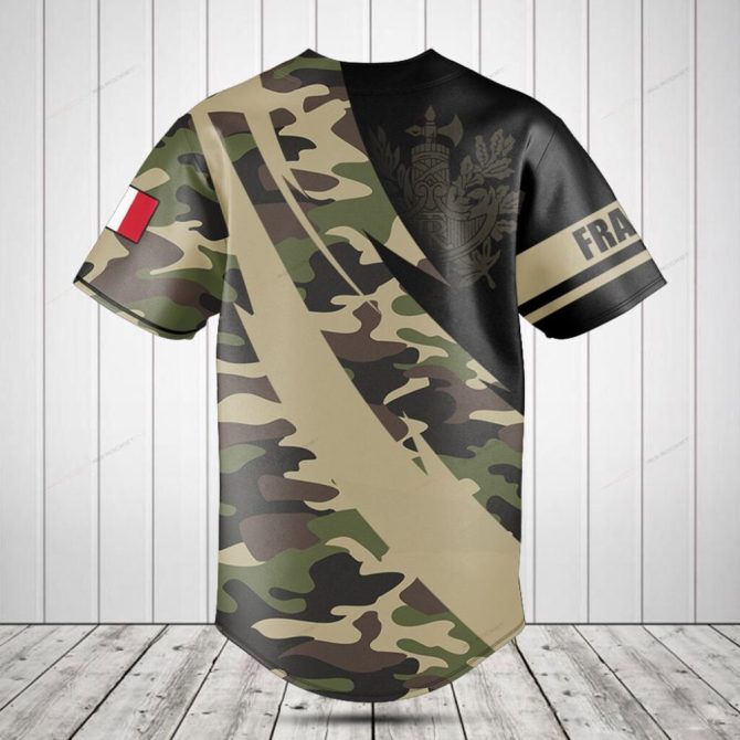 Custom Camouflage Baseball Jersey – Personalized Name & Country Emblem - Image 2