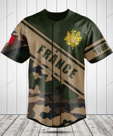 Custom France Camo Baseball Jersey - Military Style Sports Shirt For Fans