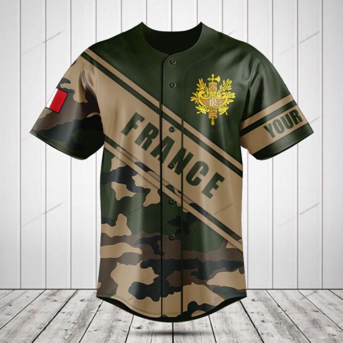 Custom France Camo Baseball Jersey - Military Style Sports Shirt For Fans